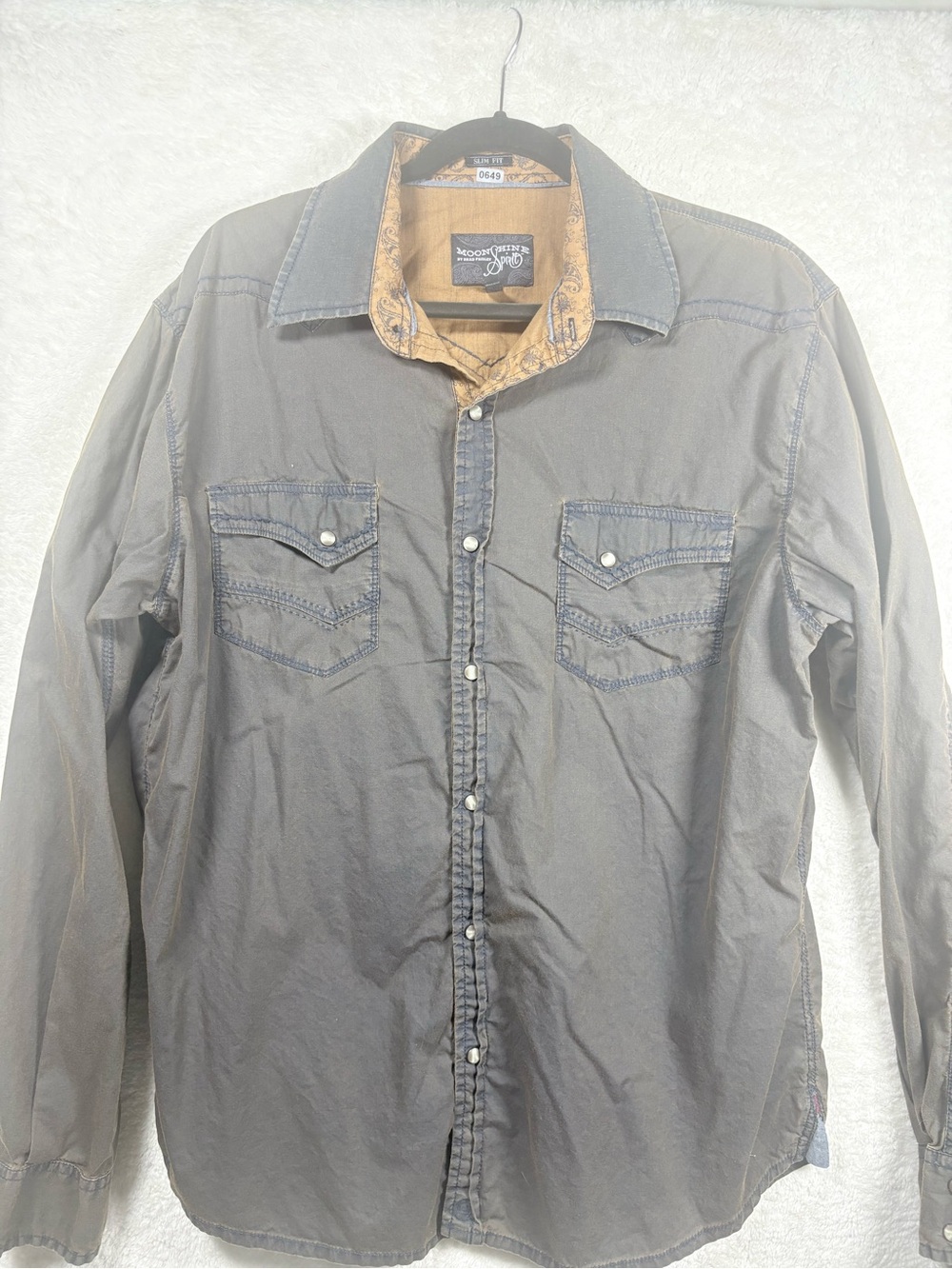 Moonshine Spirit Men's Charcoal Snap-Front Western Shirt Jacket XL 0649